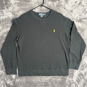 Vintage Polo Ralph Lauren Pullover Long Sleeve Black Sweater Yellow Pony Size L